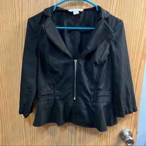 WHBM Black Peplum Zip Up Blazer Jacket Size 6